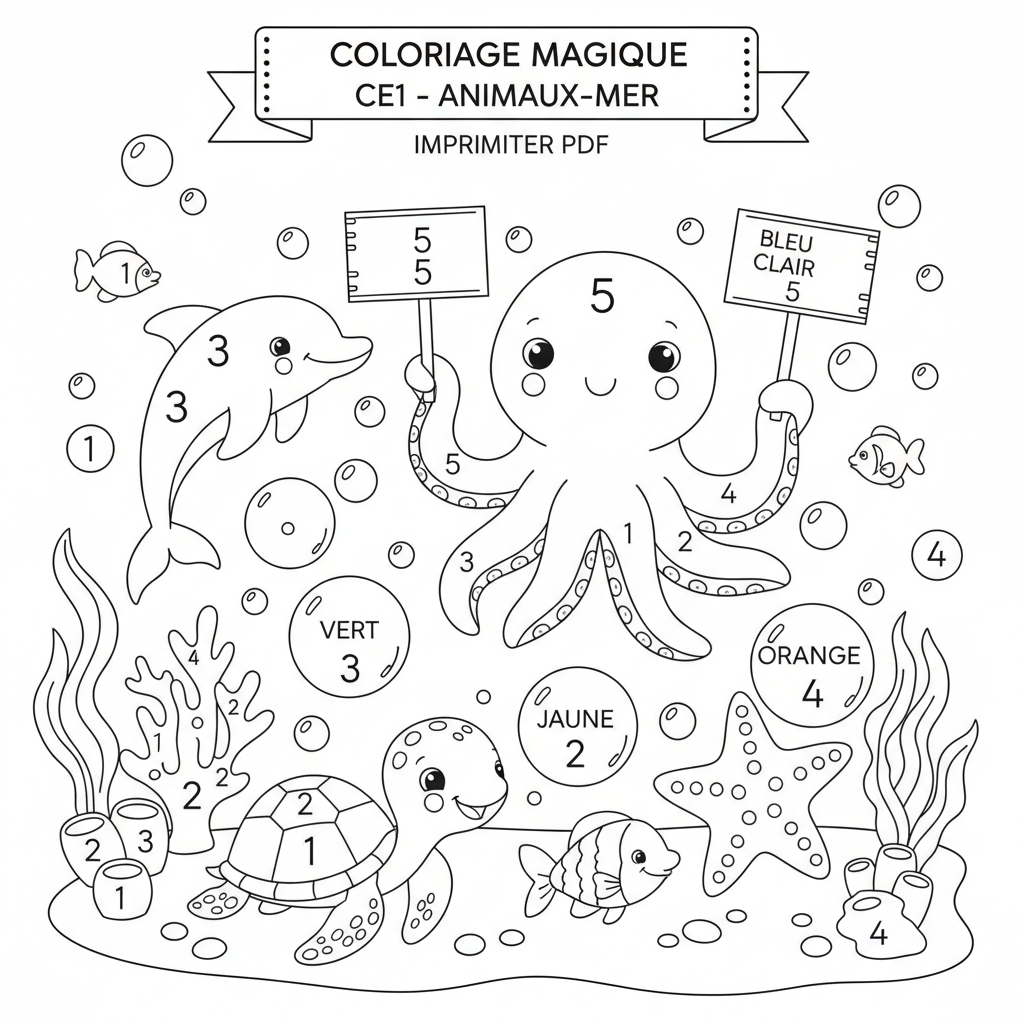 Coloriage coloriage magique ce1 à imprimer pdf 3