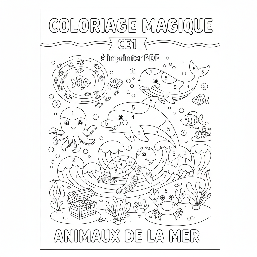Coloriage coloriage magique ce1 à imprimer pdf 5