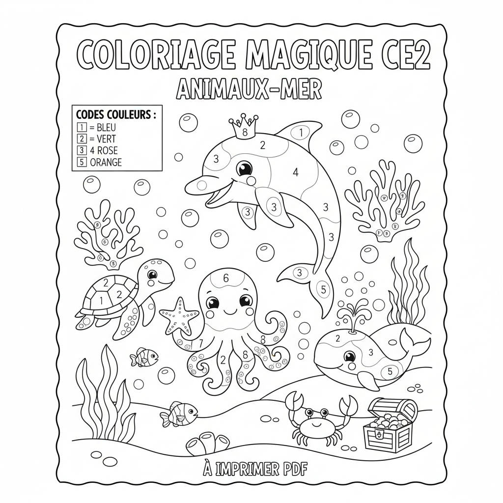 Coloriage coloriage magique ce2 à imprimer pdf