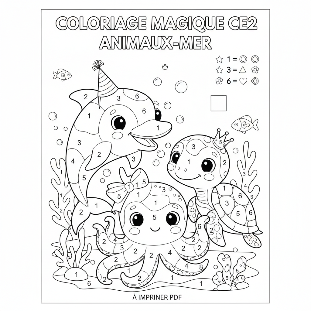 Coloriage coloriage magique ce2 à imprimer pdf 4