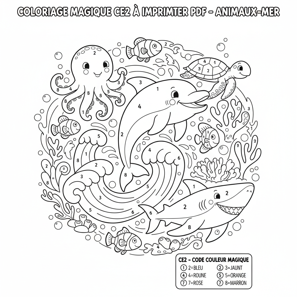 Coloriage coloriage magique ce2 à imprimer pdf 5