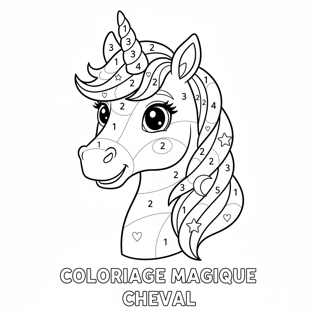 Coloriage coloriage magique cheval 4