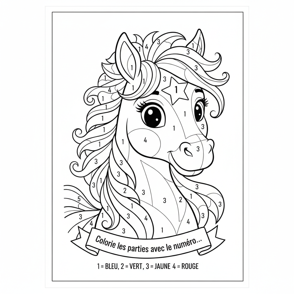 Coloriage coloriage magique chevaux 4