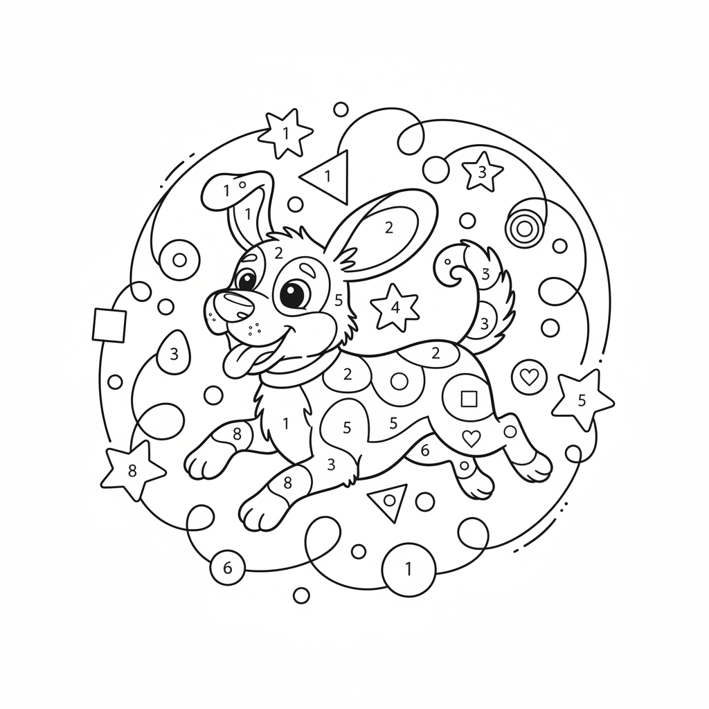 Coloriage coloriage magique chien 5