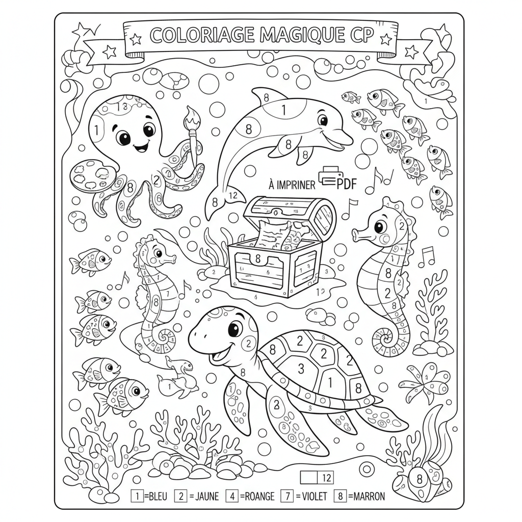 Coloriage coloriage magique cp à imprimer pdf 5