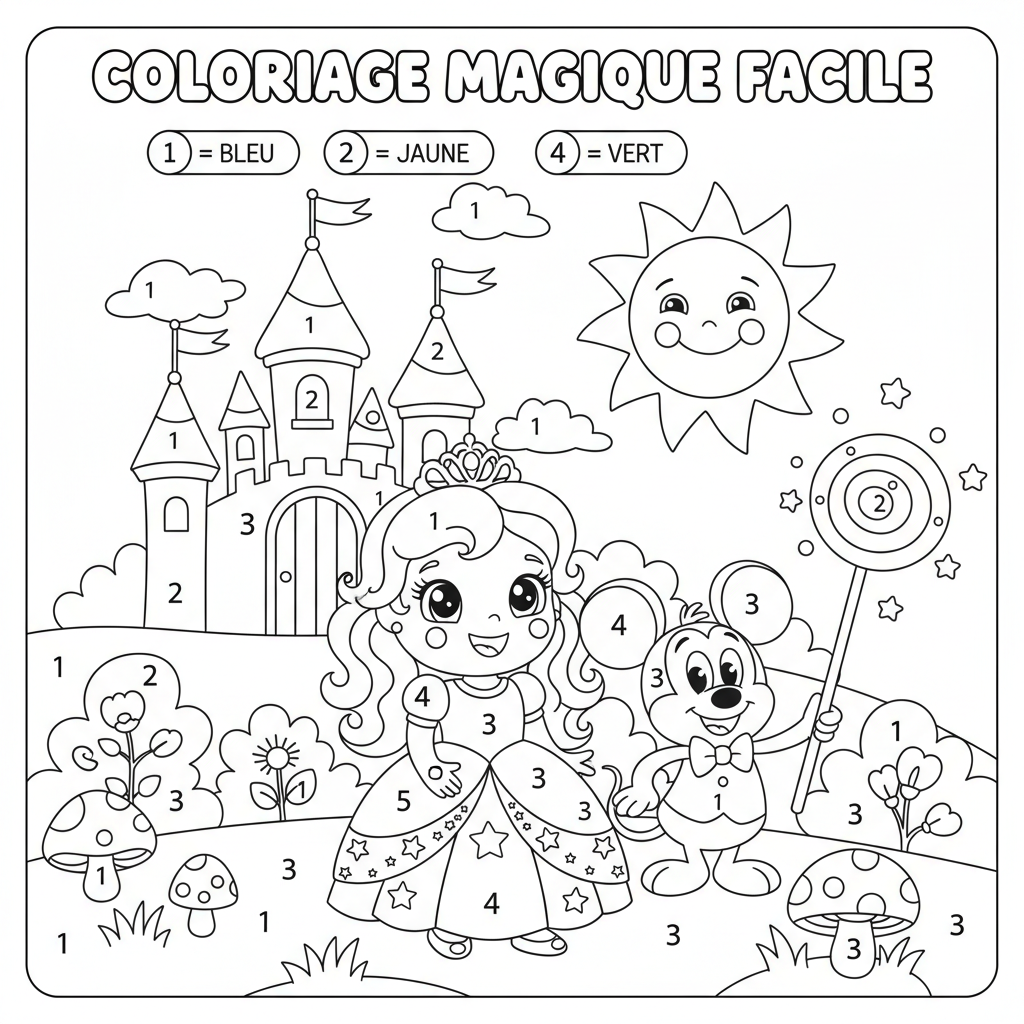 Coloriage Magique Disney Facile à Imprimer Gratuitement