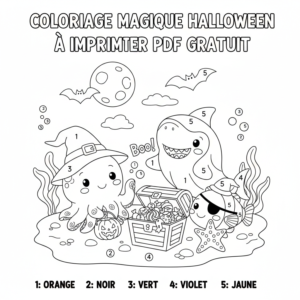 Coloriage coloriage magique halloween à imprimer pdf gratuit 4
