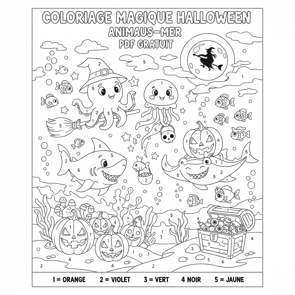 Coloriage coloriage magique halloween à imprimer pdf gratuit 5