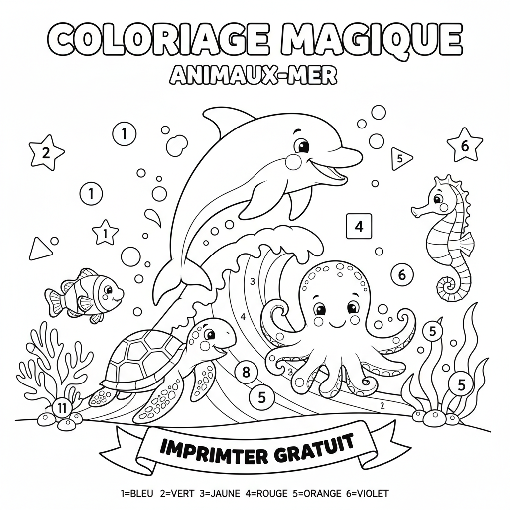 Coloriage coloriage magique imprimer gratuit 5