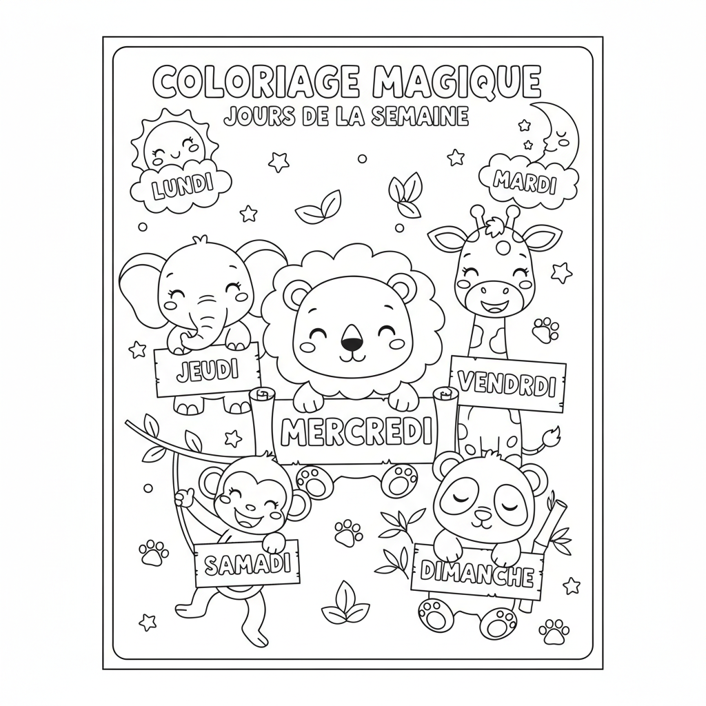 Coloriage coloriage magique jours de la semaine 4