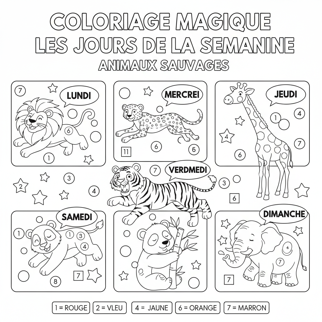 Coloriage coloriage magique les jours de la semaine 5