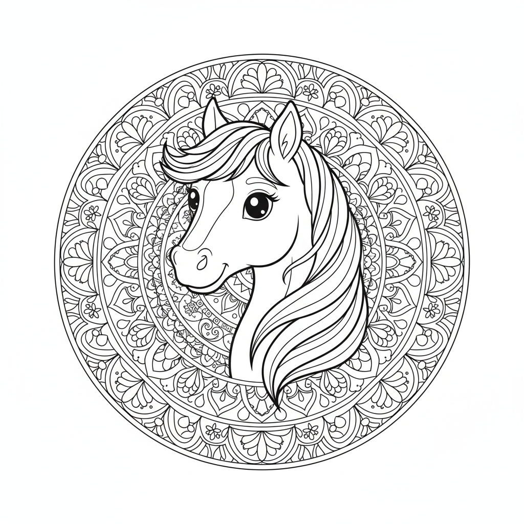 Coloriage coloriage mandala cheval 4