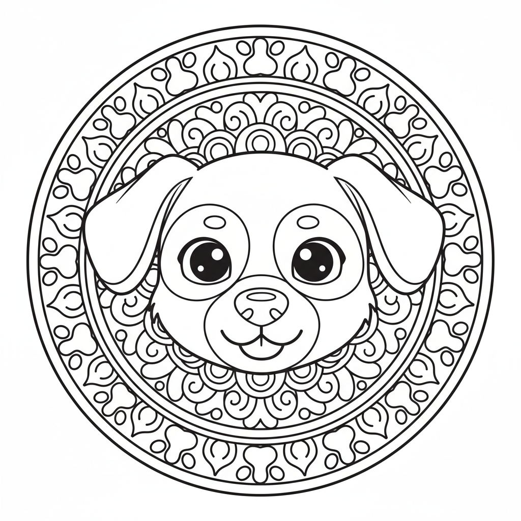 Coloriage coloriage mandala chien 4