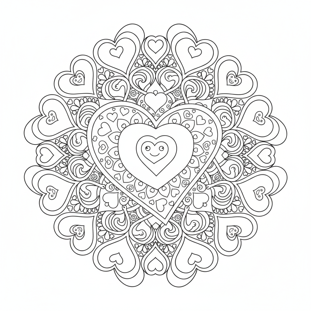 Coloriage coloriage mandala coeur 2