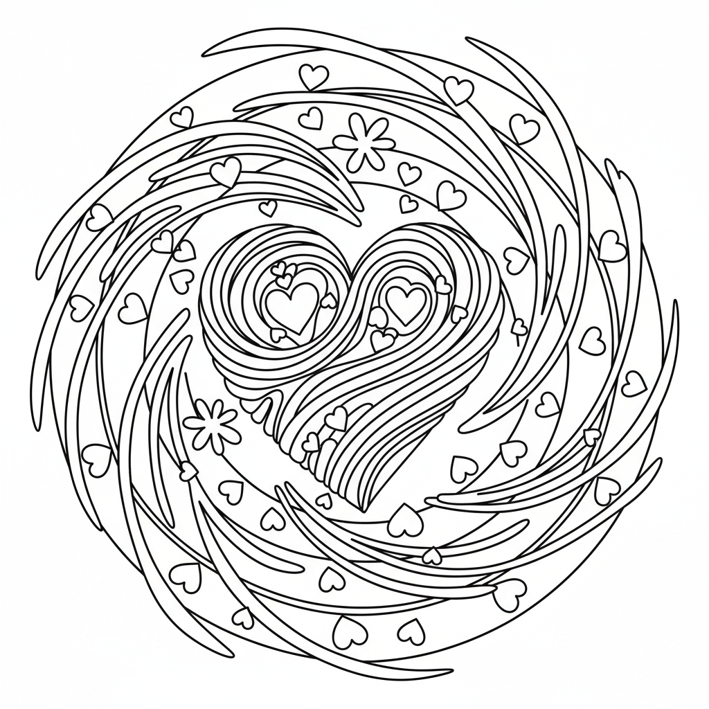 Coloriage coloriage mandala coeur 5