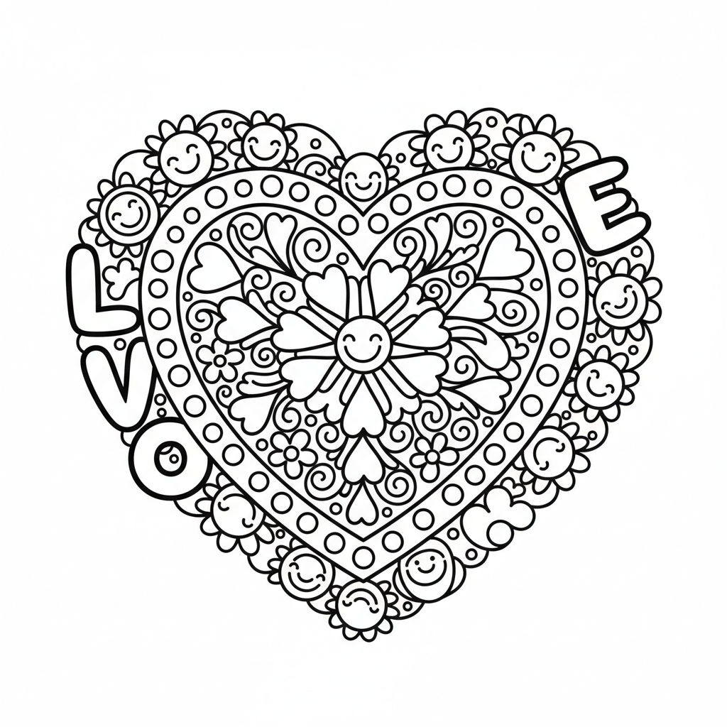 Coloriage coloriage mandala coeur love