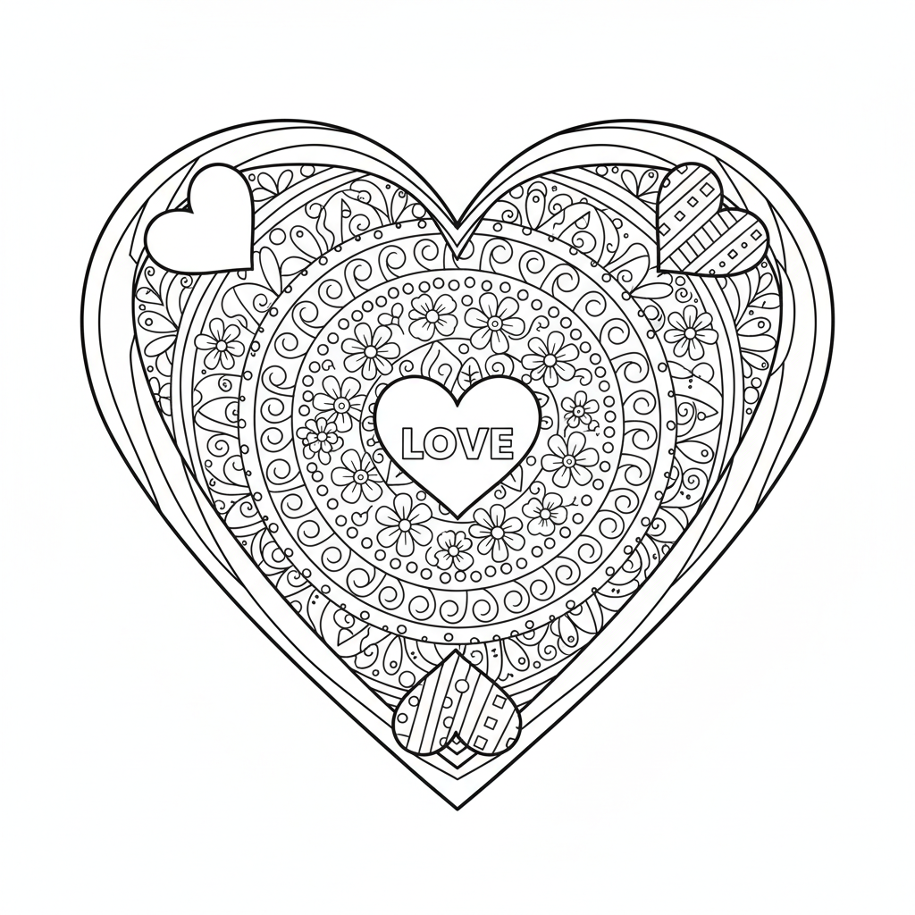Coloriage coloriage mandala coeur love 2