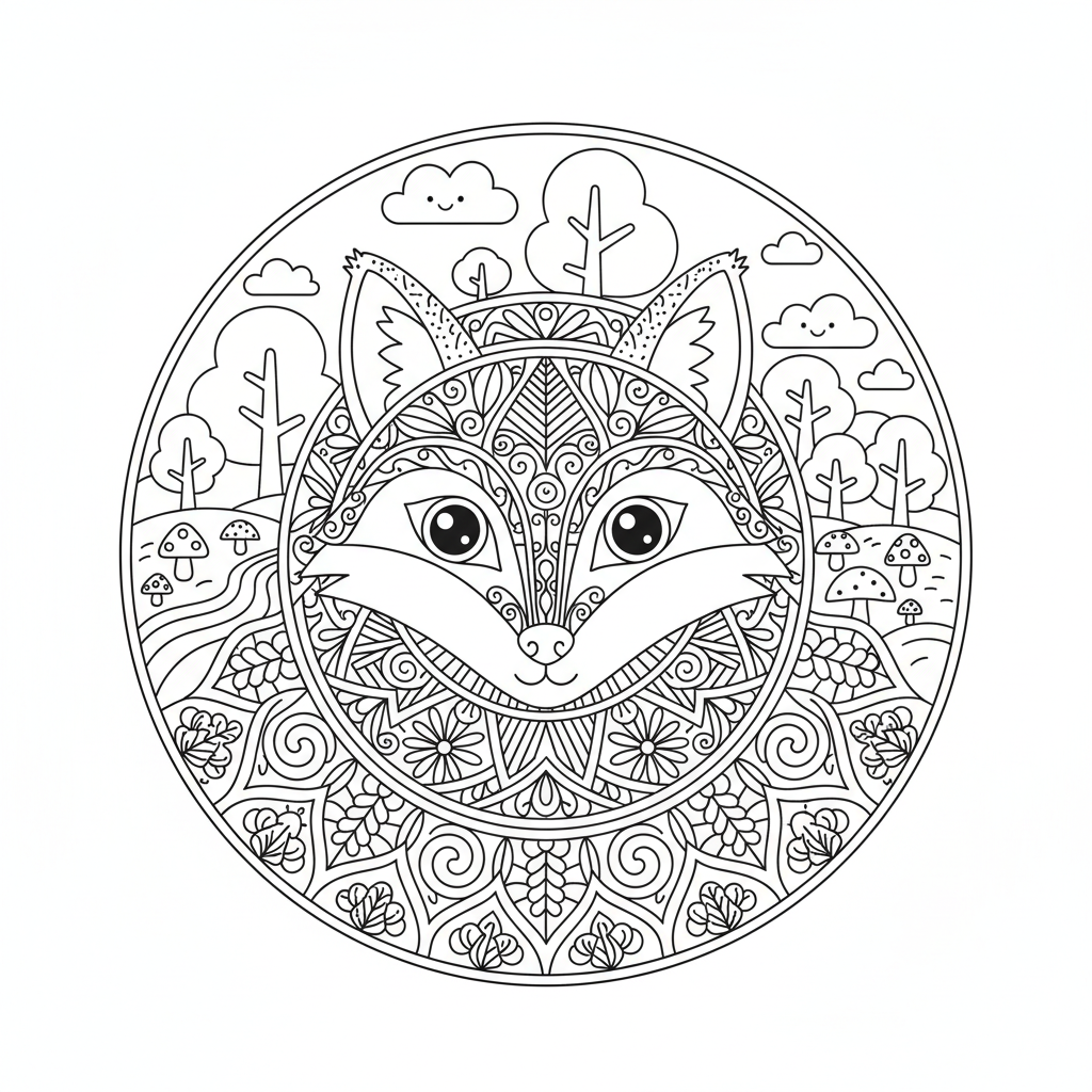 Coloriage coloriage mandala renard 3