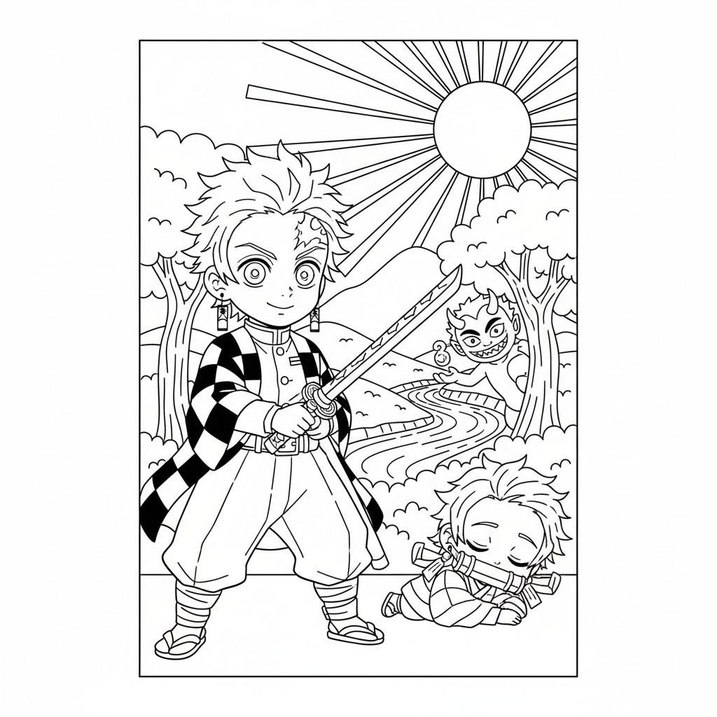 Coloriage coloriage manga demon slayer 3