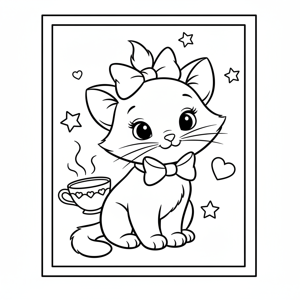 Coloriage Marie Aristochat Gratuit à Imprimer