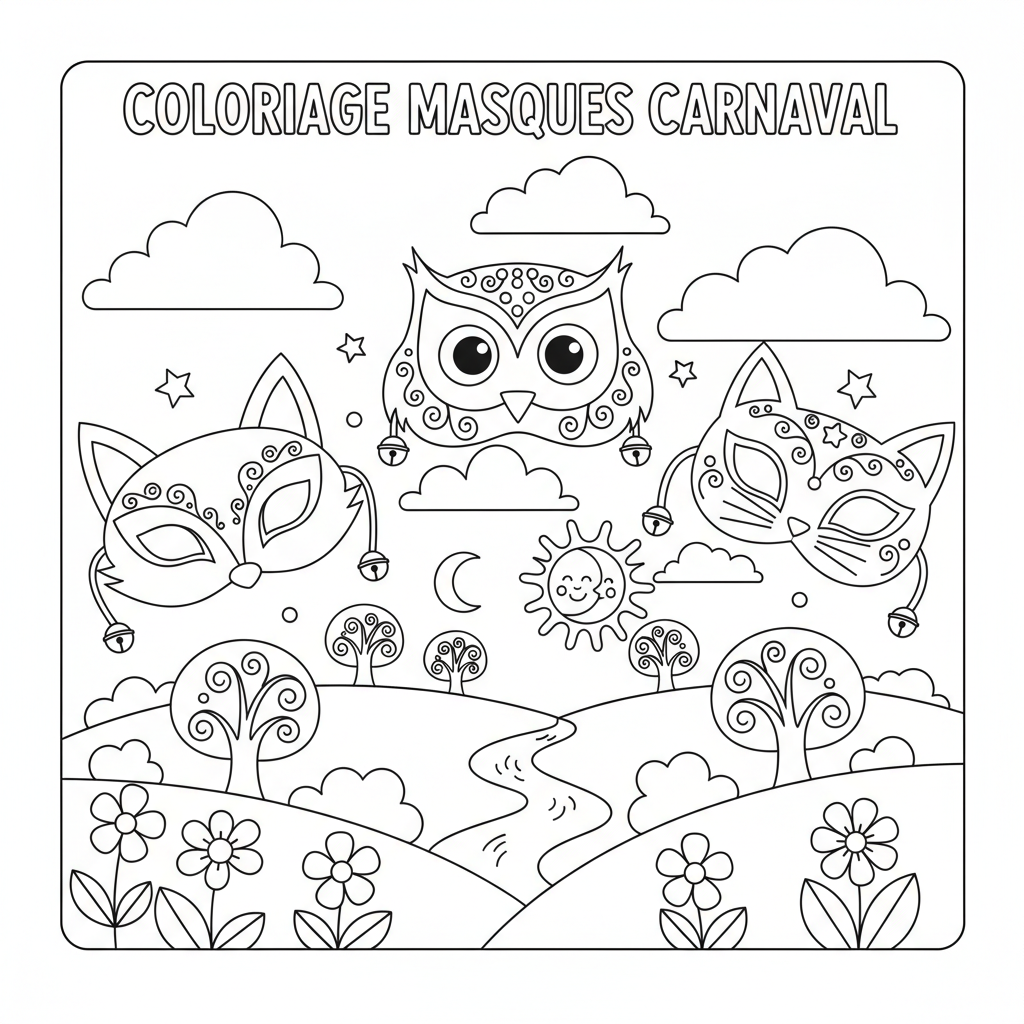 Coloriage coloriage masques carnaval 3