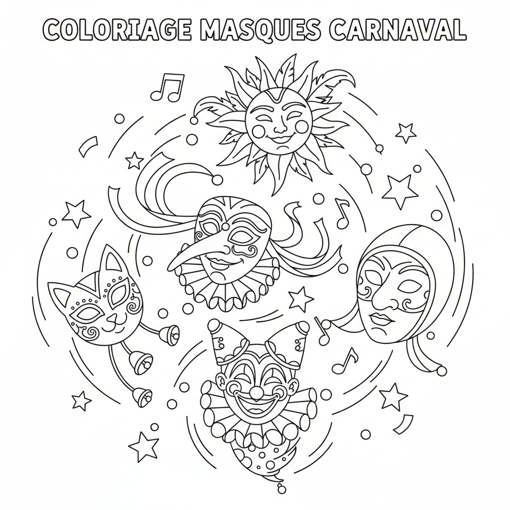 Coloriage coloriage masques carnaval 5