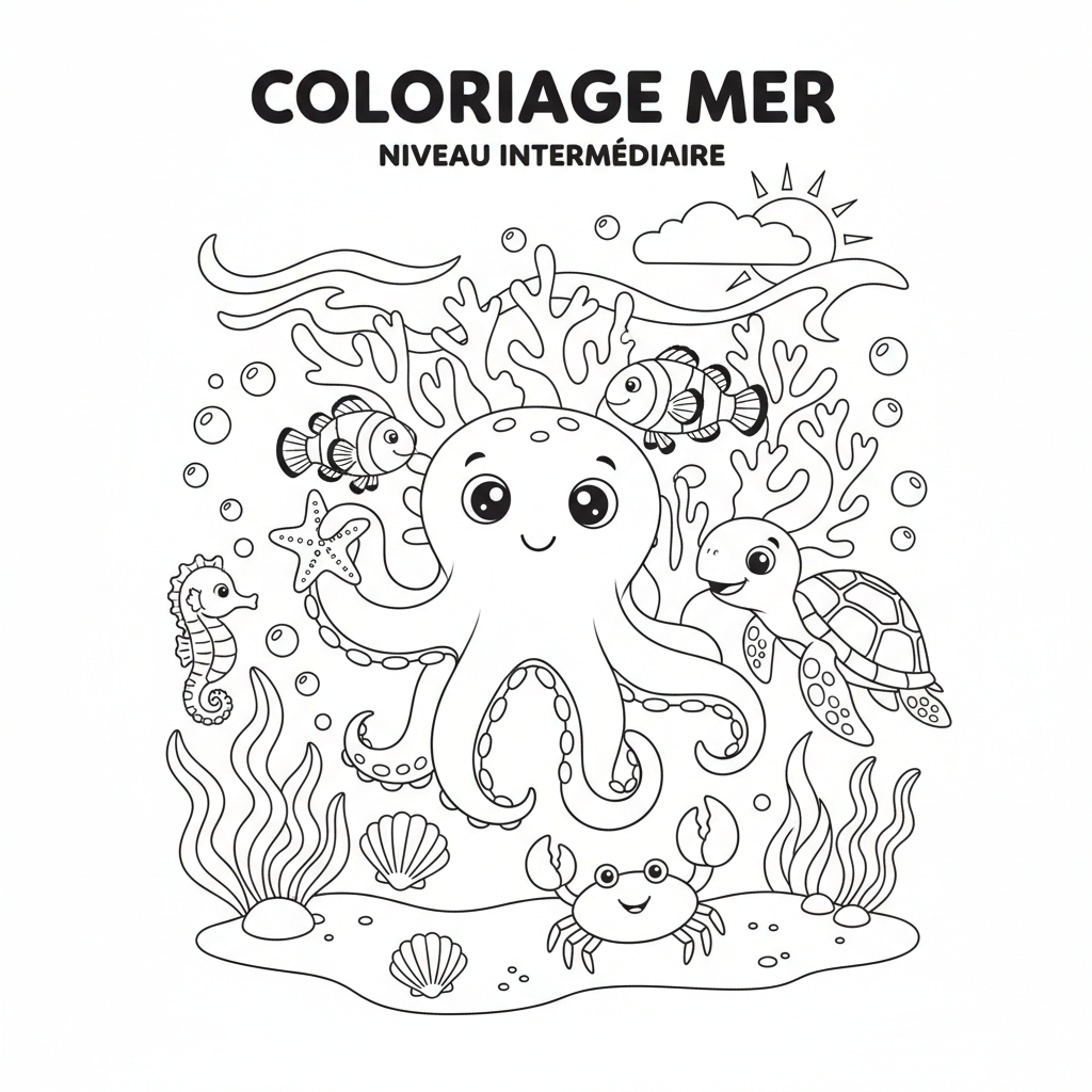 Coloriage coloriage mer facile 2