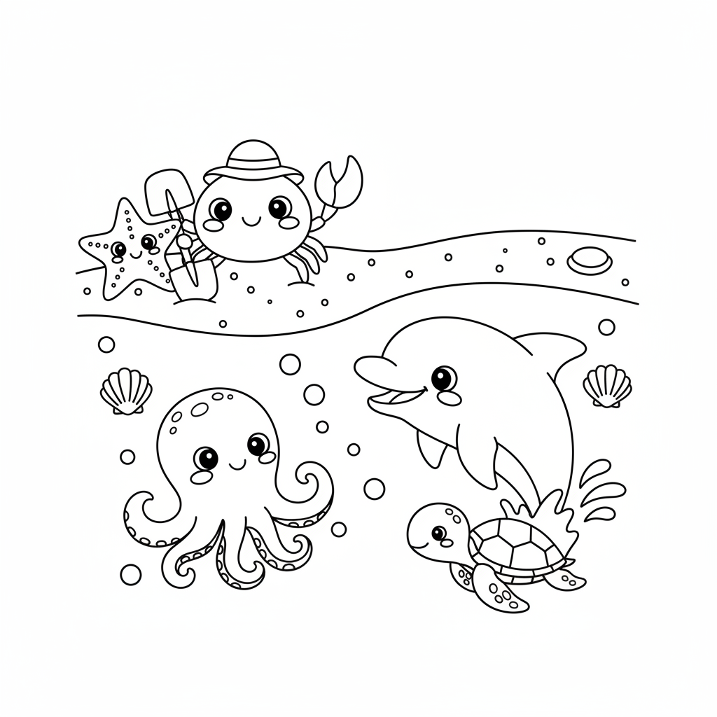 Coloriage coloriage mer plage 4