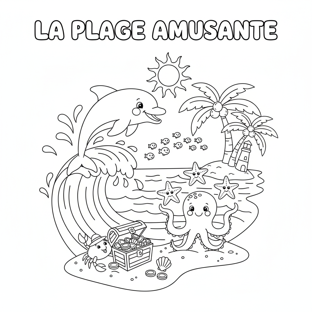 Coloriage coloriage mer plage 5