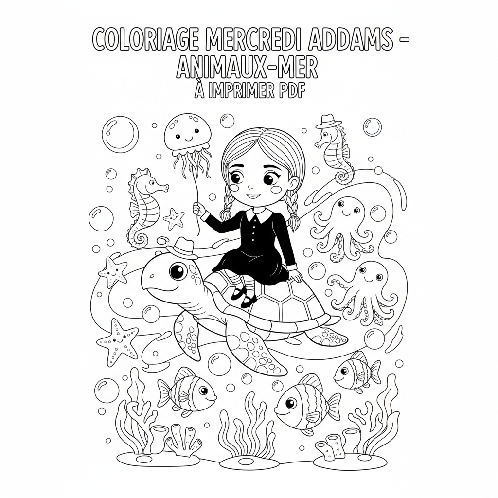 Coloriage coloriage mercredi addams à imprimer pdf 2