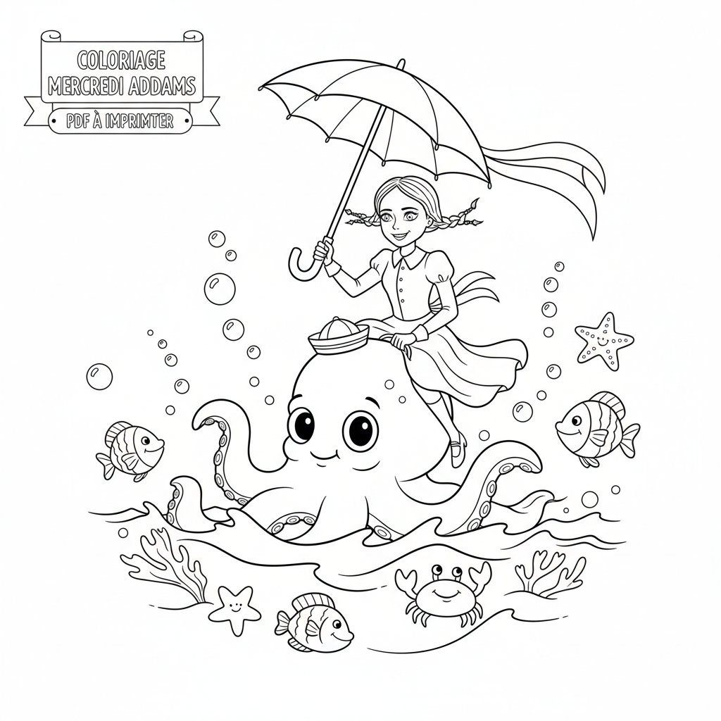 Coloriage coloriage mercredi addams à imprimer pdf 5