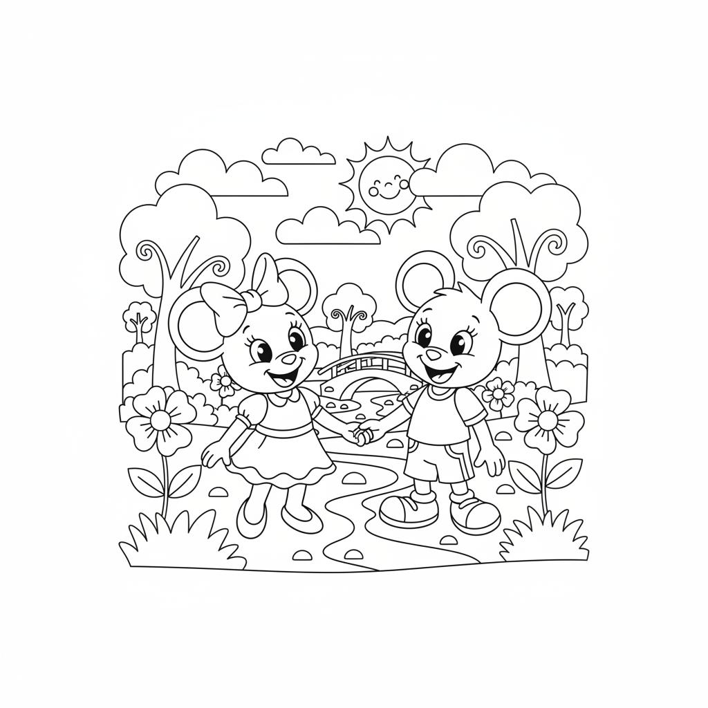 Coloriage coloriage mickey et minnie à imprimer 3