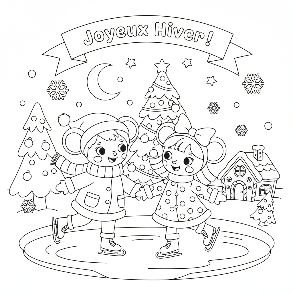 Coloriage Mickey Et Minnie Noel Gratuit à Imprimer