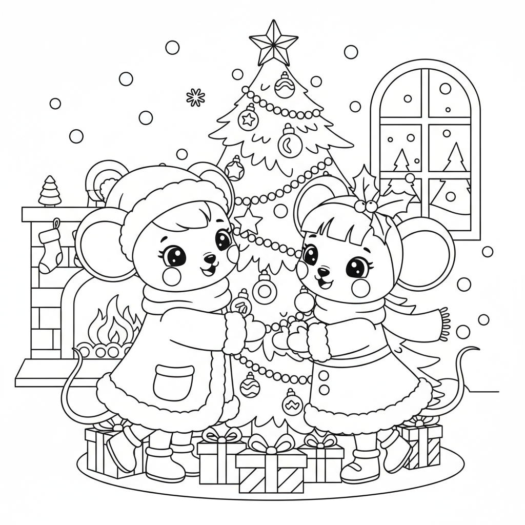 Coloriage coloriage mickey et minnie noel 4