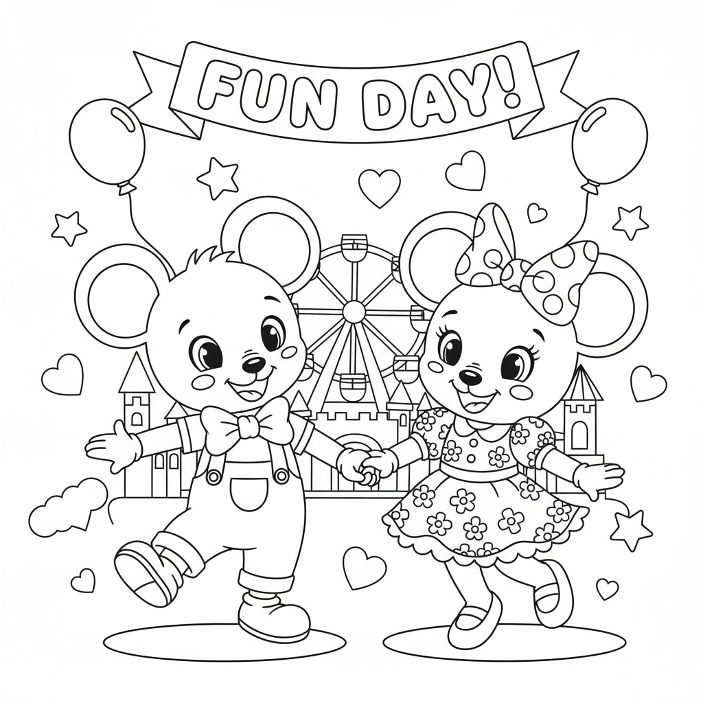 Coloriage coloriage mickey minnie 2