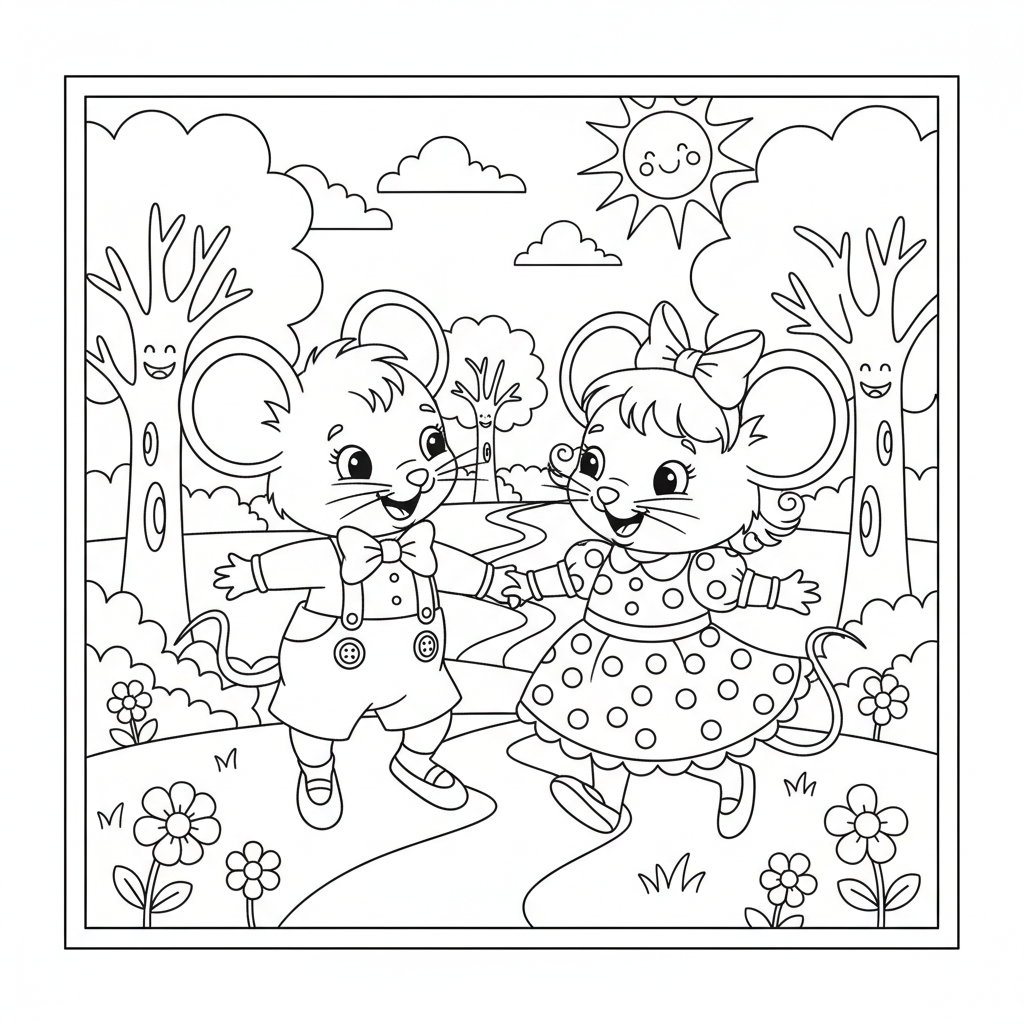 Coloriage coloriage mickey minnie 3