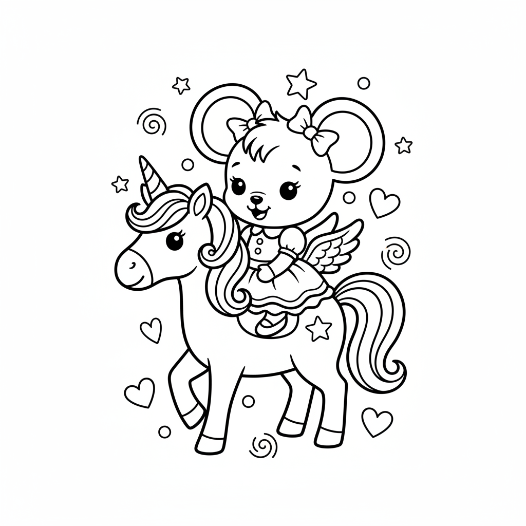 Coloriage Minnie Licorne Gratuit à Imprimer pour Enfants