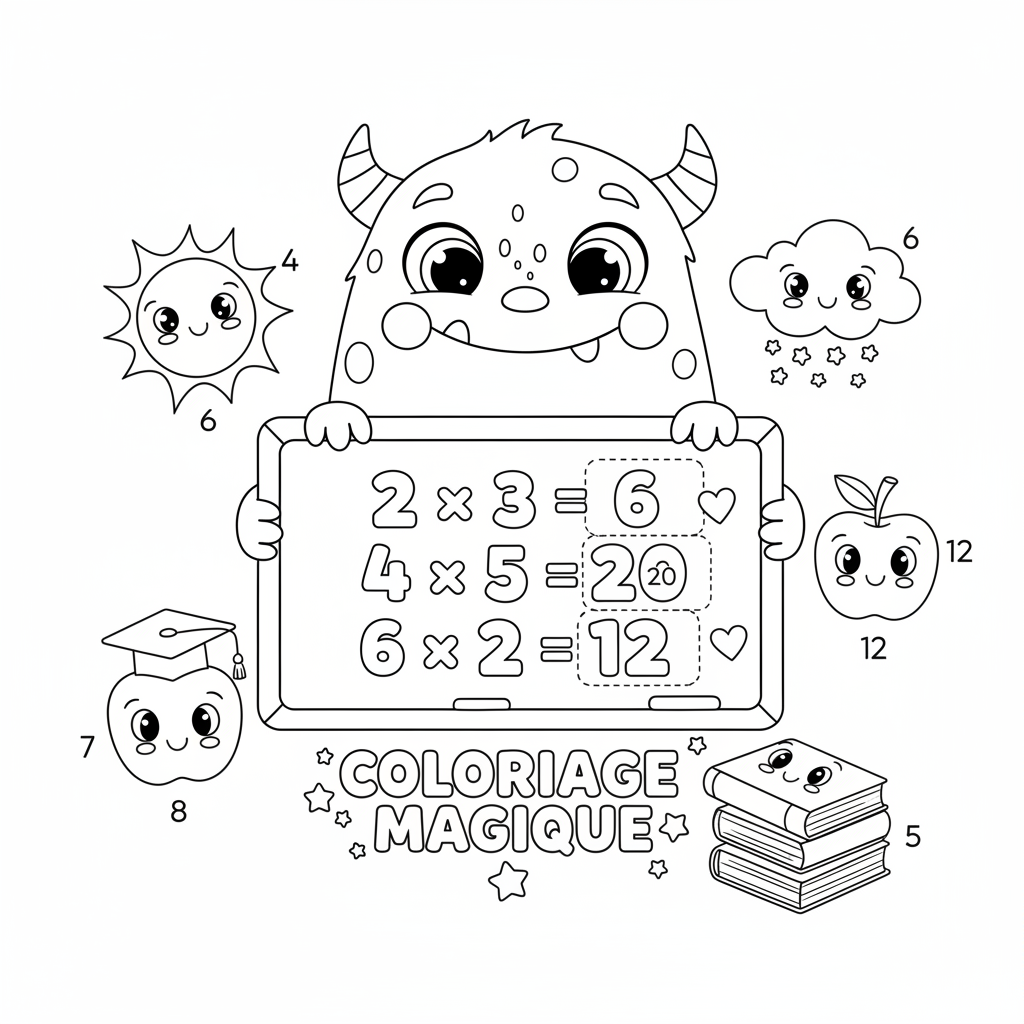 Coloriage coloriage multiplication 4