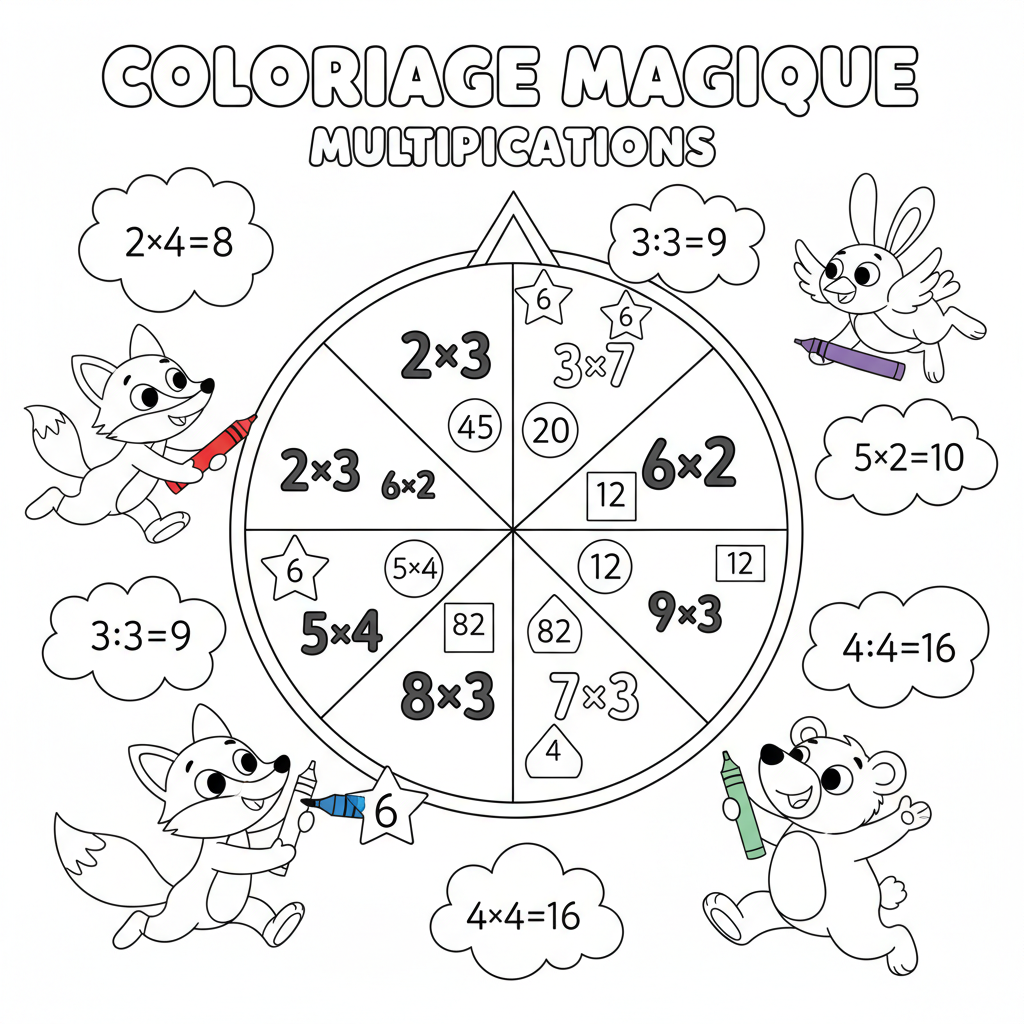 Coloriage coloriage multiplications 5