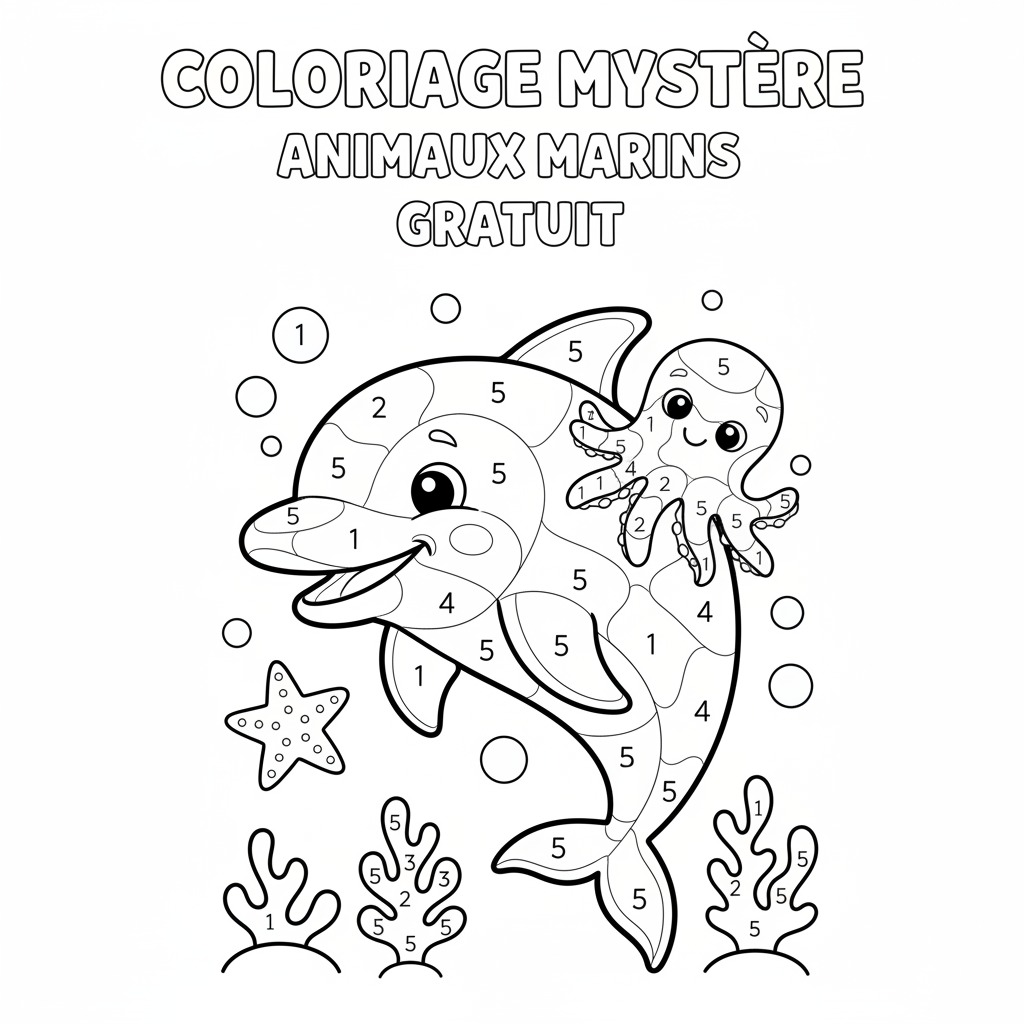 Coloriage Mystere À Imprimer Gratuit Animaux de la Mer