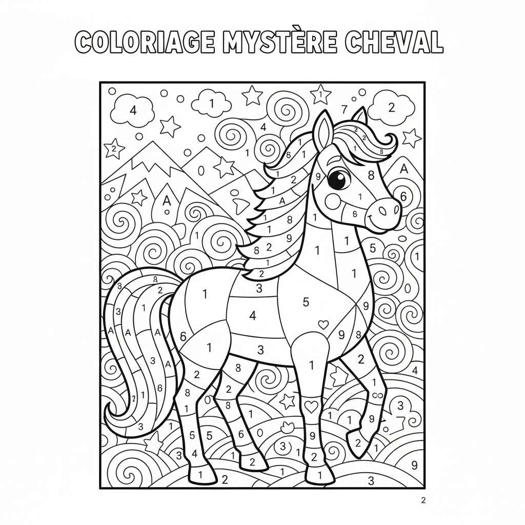 Coloriage coloriage mystere chevaux 2