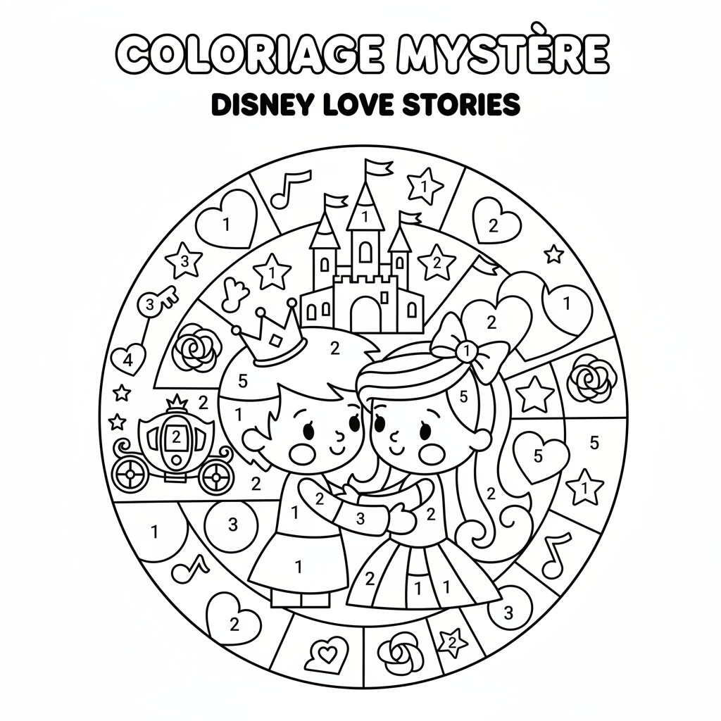 Coloriage Mystere Disney Love Stories à Imprimer Gratuit