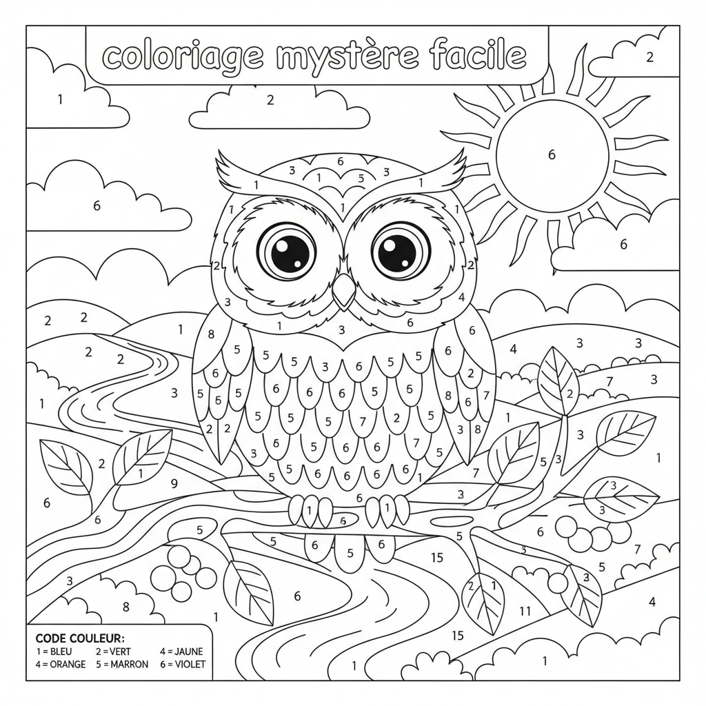 Coloriage coloriage mystere facile 3