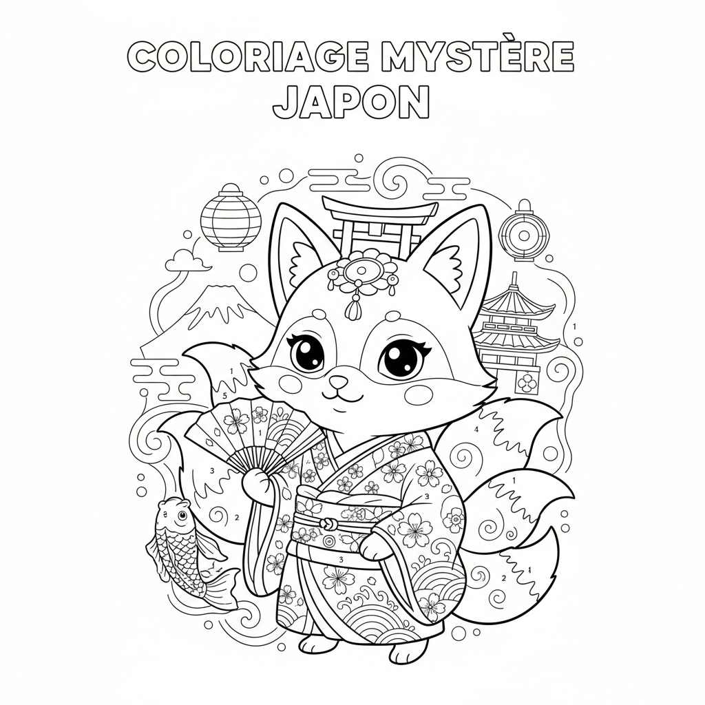 Coloriage coloriage mystere japon 4