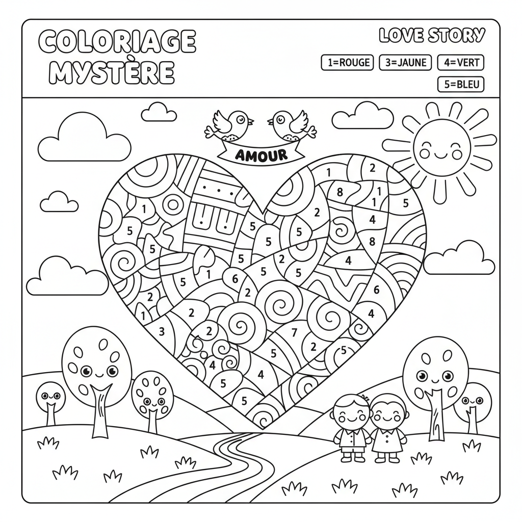 Coloriage coloriage mystere love story 3