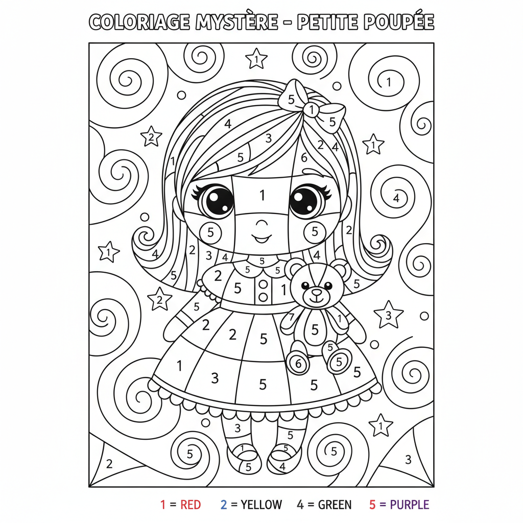 Coloriage coloriage mystere petite poupee