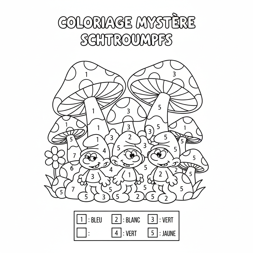 Coloriage coloriage mystere schtroumpfs