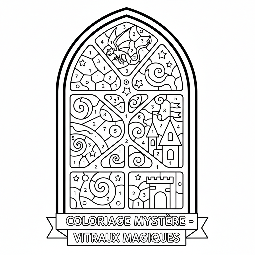 Coloriage coloriage mystere vitraux 5