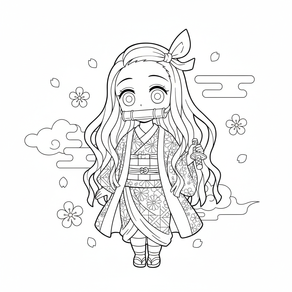 Coloriage coloriage nezuko kawaii 2