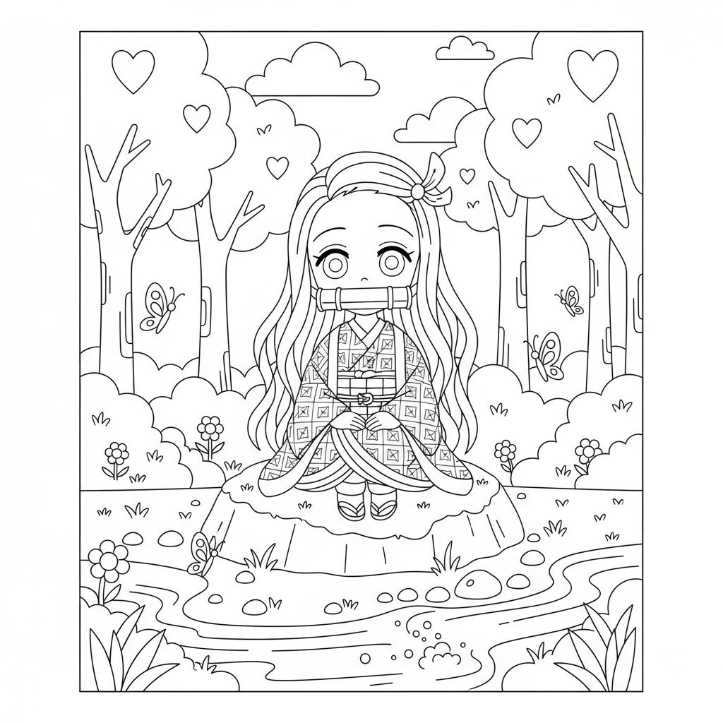 Coloriage coloriage nezuko kawaii 3